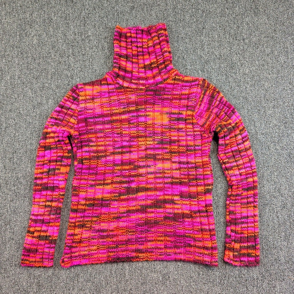 Copper Key Vintage Y2K Turtleneck Sweater S Pink Orange Space Dye Ribbed Knit